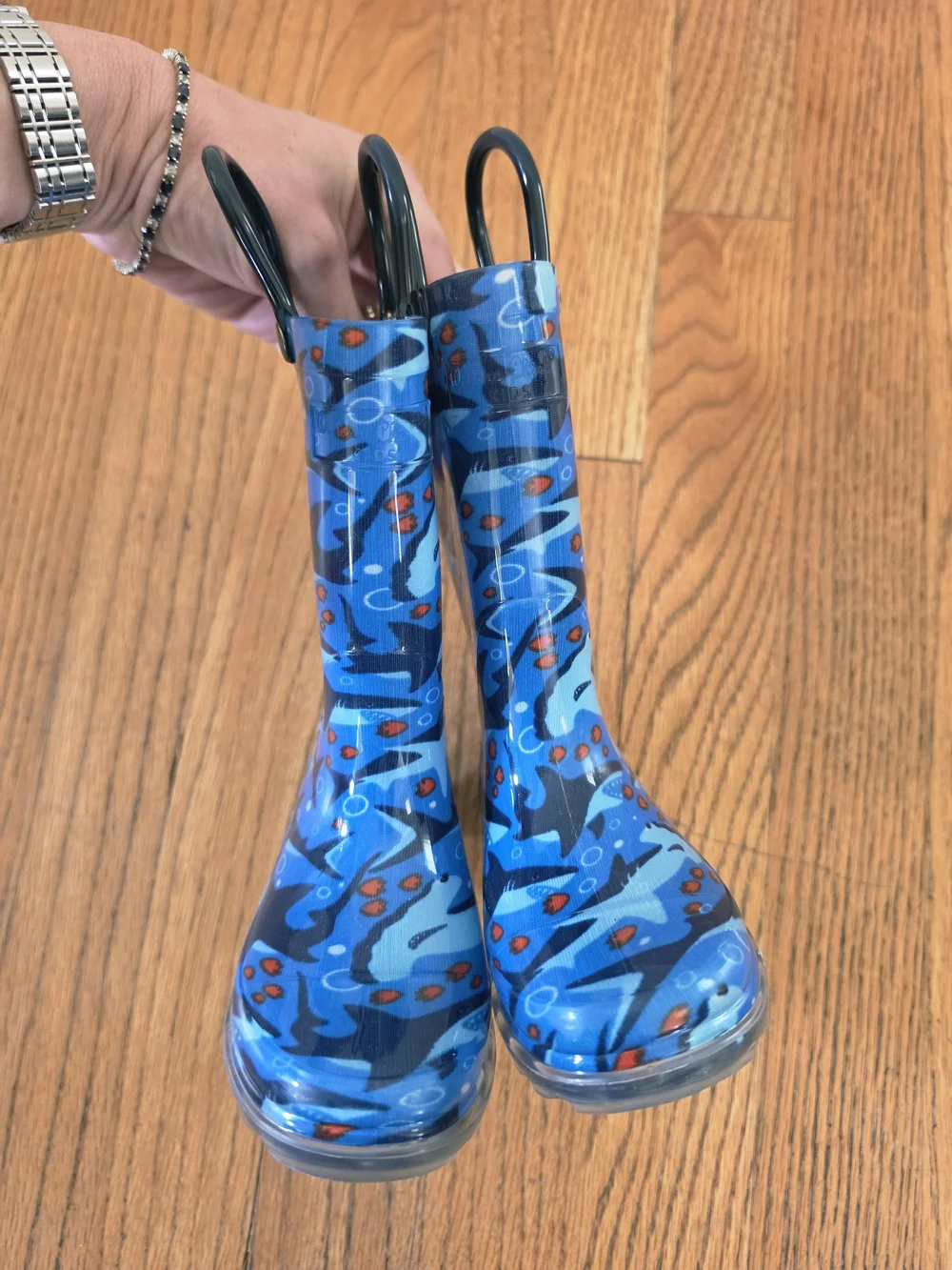Western Chief Blue Shark Light Up Rain Boots Kids Size 7